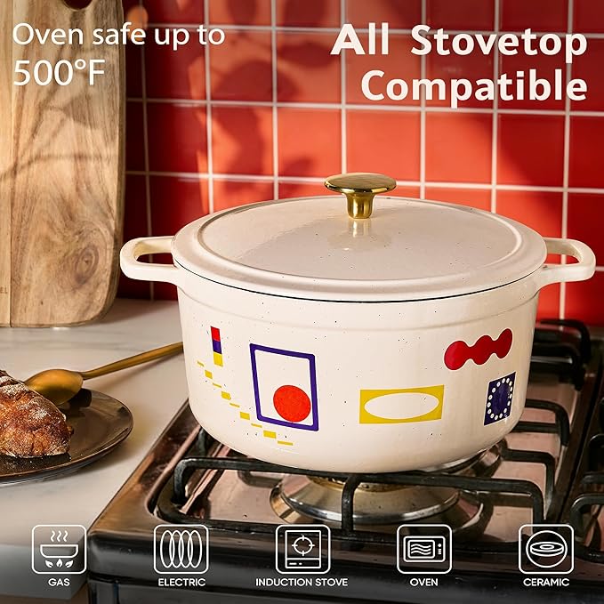 CAROTE 5QT Cast Iron Dutch Oven Pot - Image 5