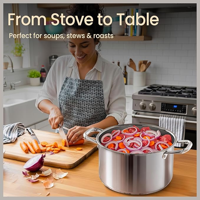 Stainless Steel Stockpot with Tempered Glass Lid 3 Quart, Durable 18/0 - Image 5