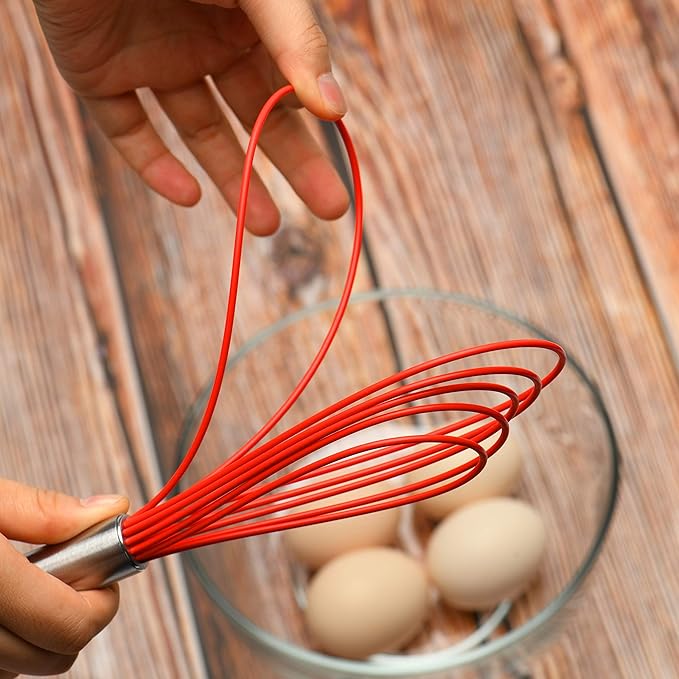 Flat Whisk Set, Stainless Steel 3 Pack 10''+11''+12'' Premium Sturdy-6 Silicone - Image 2