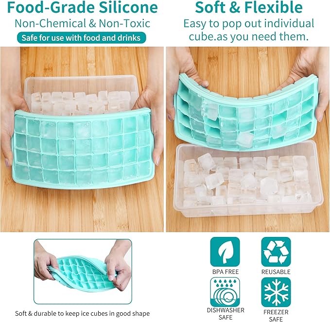 Silicone Ice Cube Tray with Leak-Proof Lid & Storage Bin - Image 3