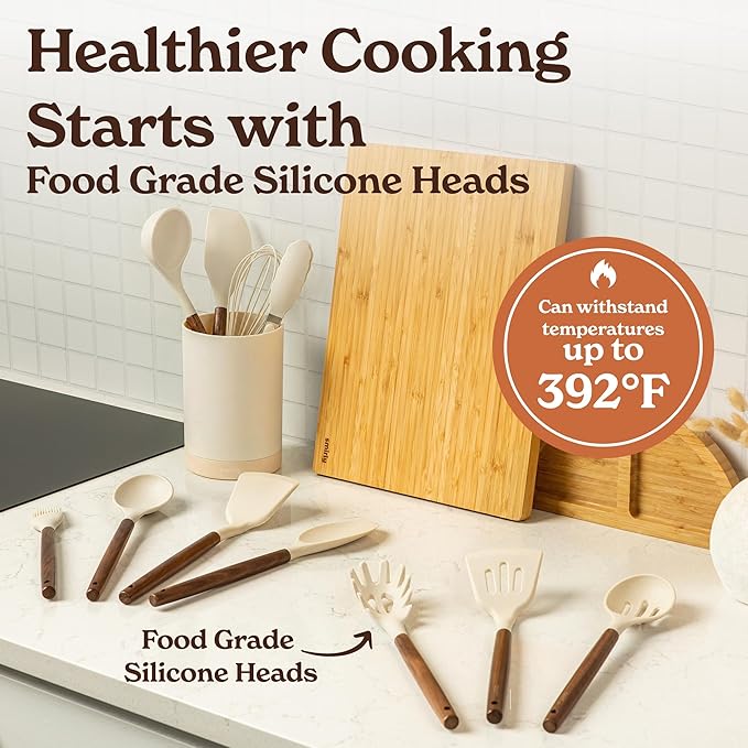 Silicone Kitchen Utensils Set & Holder: Cooking Utensils Set - Image 4