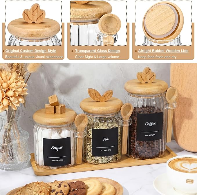 Suclain 3 Pcs Glass Coffee Container - Image 3
