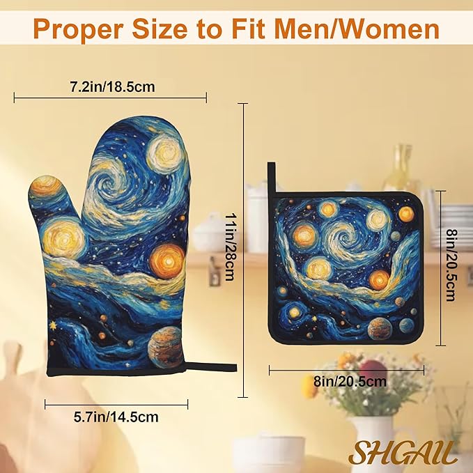 Abstract Starsky Oven Mitts & Potholder Set of 4 - Image 3