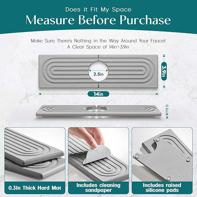 eormoe Diatomite Kitchen Faucet Mat - Image 2