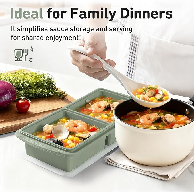 Silicone Freezer Tray with Lid Soup Freezer Container Molds with Steel - Image 8