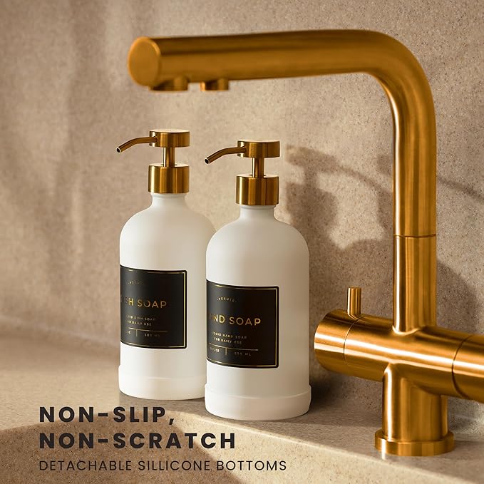 Hand and Dish Soap Dispenser for Kitchen and Bathroom, Stainless Steel Pumps - Image 2