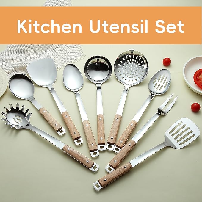 9pcs Cooking Utensils Set 304 Stainless Steel Kitchen Utensils - Image 4