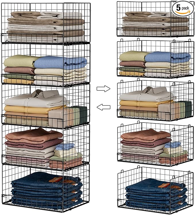 Yociyoga 5-Tier Stackable Closet Organizers and Storage Shelves, Closet Shelf by FollowWithYociyogaTogether