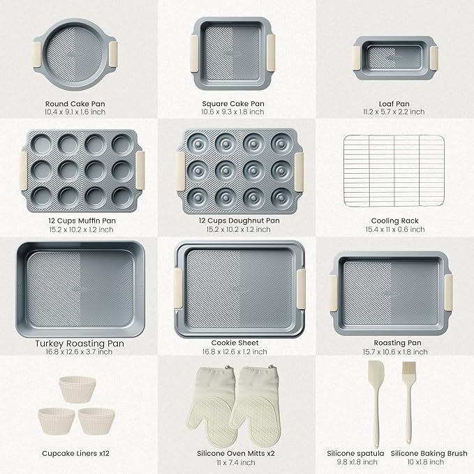 Kikcoin 25 PCS Stackable Baking Pans Set, Non-stick Bakeware Sets - Image 2