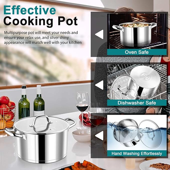 P&P CHEF 6 Quarts Cooking Stock Pot - Image 7