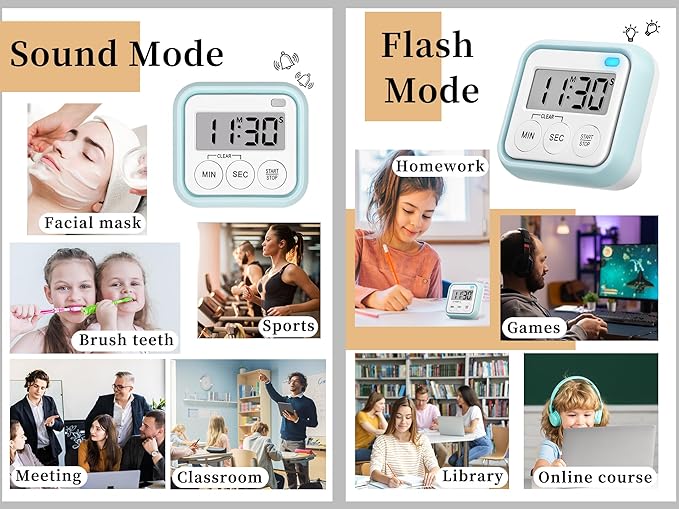 Timer, Kitchen Timers for Cooking Classroom Timer for Kids Teachers Magnetic - Image 2