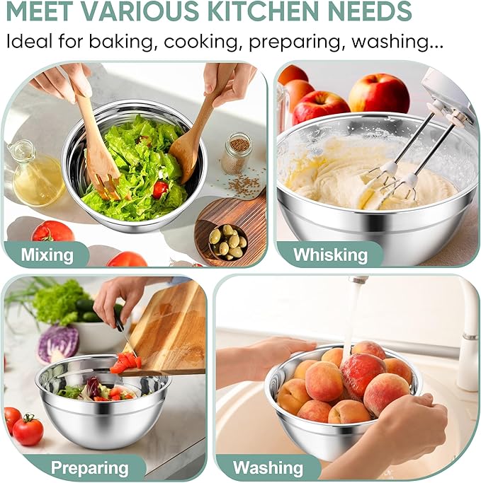 TeamFar Mixing Bowls, For Kitchen Mixing/Baking/Storing/Prepping, Visible & - Image 7