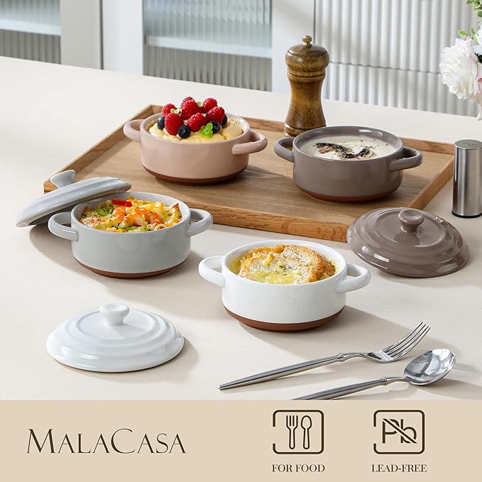 MALACASA Mini Cocotte Set - 12 OZ Small Casserole Dishes - Image 3