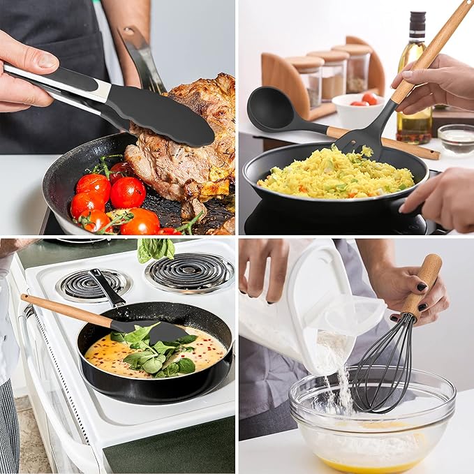 Kitchen Utensils Set of 12, E-far Silicone Cooking Utensils - Image 6