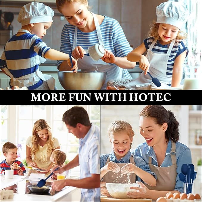 HOTEC 600℉ Heat Resistant BPA-Free Silicone Rubber Spatula Set, Kitchen Cooking - Image 7