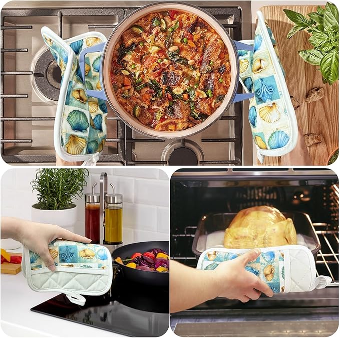 Pot Holders Set of 2 Heat Resistant 480 ℉Non Slip Clear Silicone Printed - Image 5