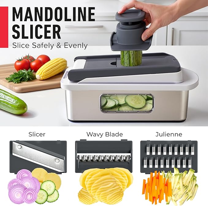 Mueller Pro-Series 10-in-1, 8 Blade Stainless Steel Multi Vegetable Chopper And - Image 6