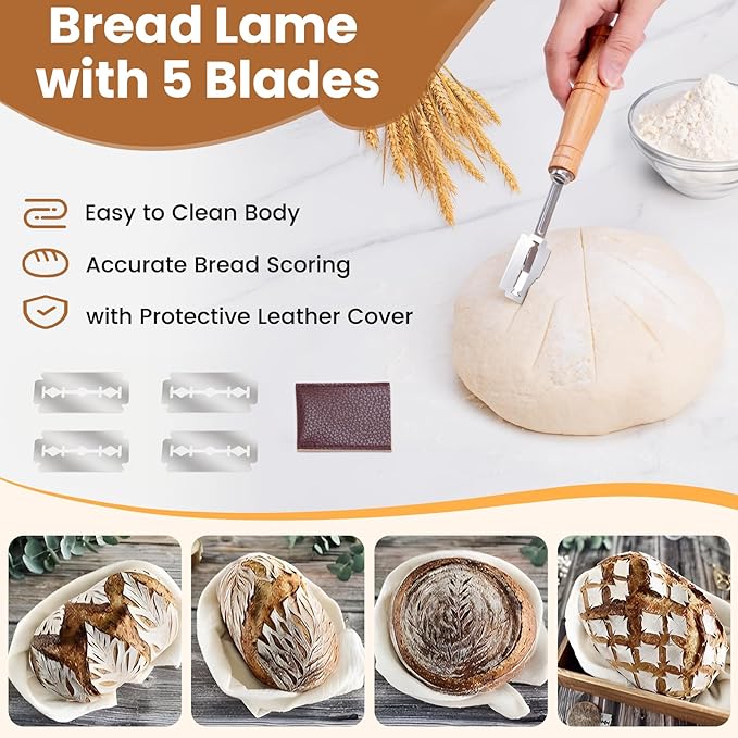 Danish Dough Whisk with Sourdough Scoring Tool, Bread Making Tools and Baking - Image 4