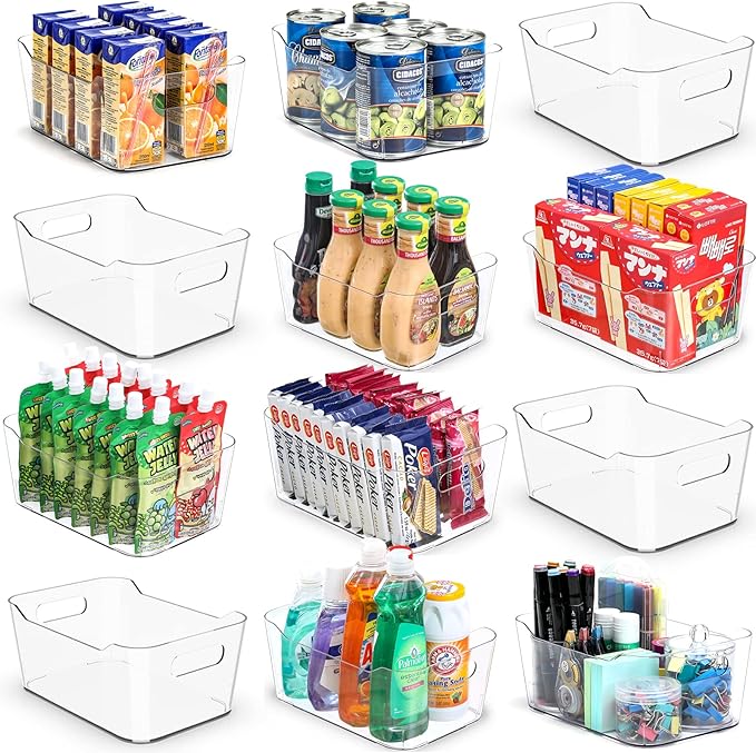 12 PACK Multiuse Clear Plastic Storage Bins - Image 9