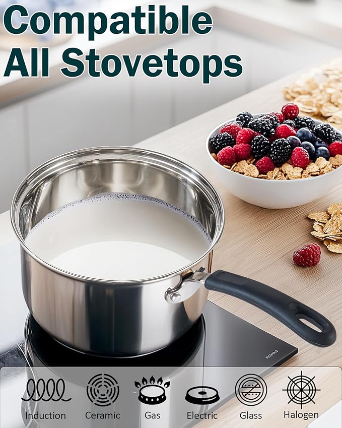Cook N Home Stainless Steel Cookware Sets 10-Piece, Pots and Pans Kitchen - Image 3