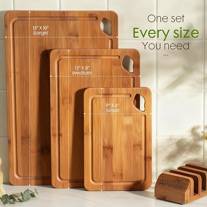 Astercook Deep-Carbonized Bamboo Cutting Boards - Image 8