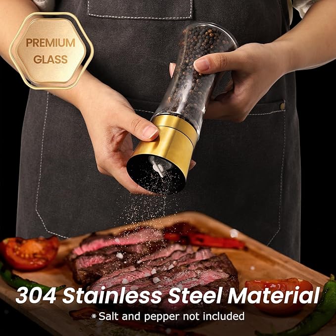 VEVOK CHEF Gold Salt and Pepper Grinder Mill Set Stainless Steel Pepper Shaker - Image 5