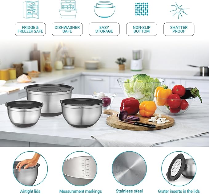 Belwares Mixing Bowls with Lids Set of 5 - Image 5