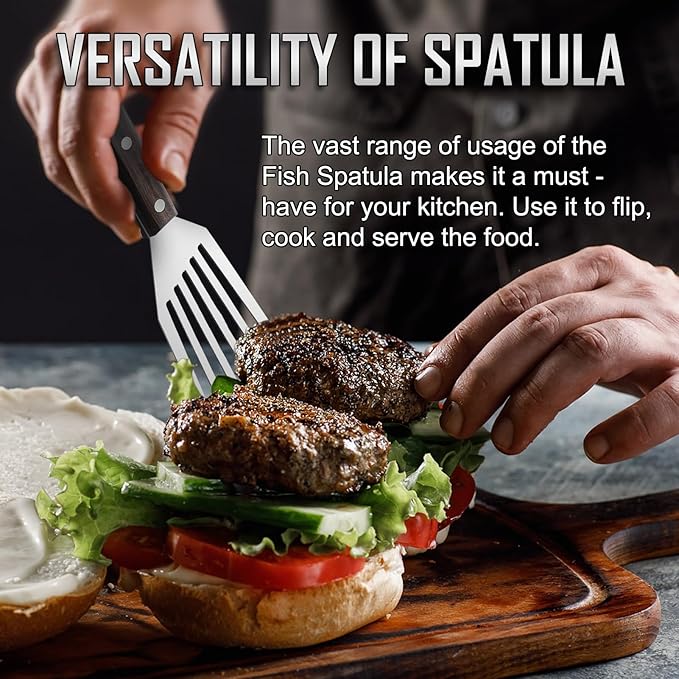2 Pack Fish Spatula Stainless Steel, Flexible Fish Turner Spatula Perfect - Image 7