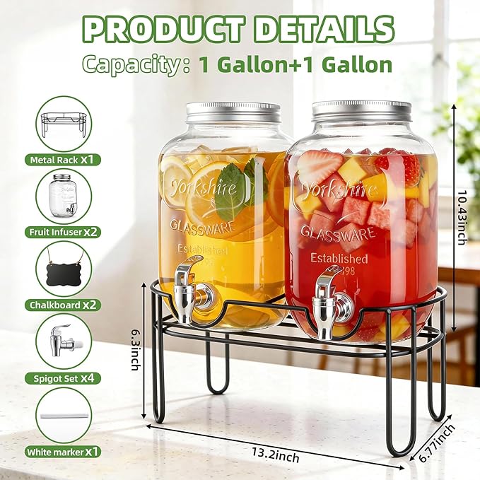 1 Gallon Glass Drink Dispensers - Image 3