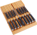 Utoplike In-drawer Knife Block Bamboo Kitchen Knife Drawer Organizer Large by Utoplike