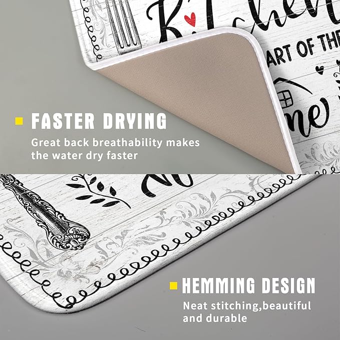 White Kitchen Dish Drying Mat 16x18 Inch Knife Fork Dish Drainer Rack Mats - Image 3