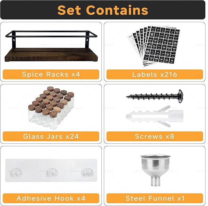 4-Tier Wall Mount Spice Rack Organizer - Image 2