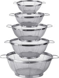 5 Pack 18/8 Stainless Steel Colander Sieves, Rinse or Steam by Tiawudi