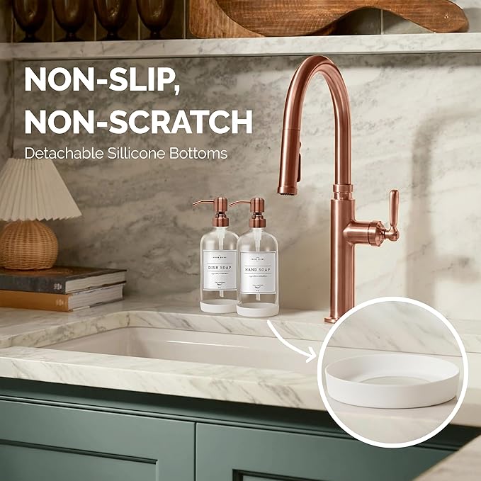 Vine Creations Clear Glass Soap Dispenser, 2 Pack Kitchen Soap Dispenser Set - Image 3