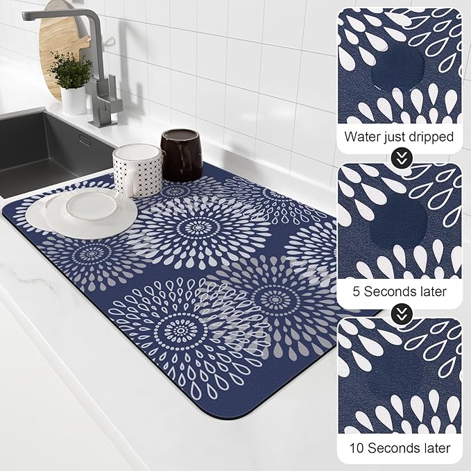 LuxStep Dish Drying Mat Super Absorbent Kitchen Counter Mat Rubber Backing - Image 4