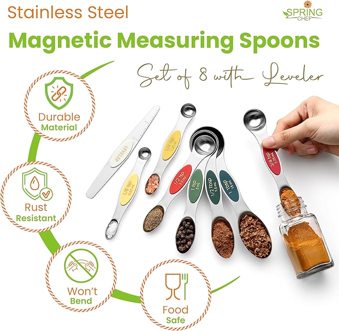 Spring Chef Stainless Steel Magnetic Measuring Spoons Set of 8 - Image 2