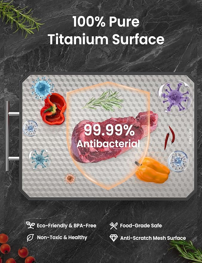 Cutting Board for Kitchen, Non Toxic Titanium Cutting Board, Double-Sided Metal - Image 3