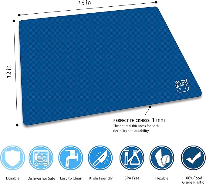 ZVP Flexible Plastic Cutting Board Set of 5 Gradient Color, Colorful Chopping - Image 3