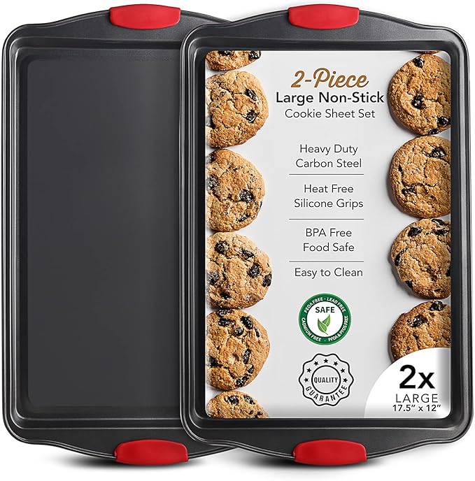 Baking Sheet Set, 2-Piece Large Cookie Sheet Set by Eatex