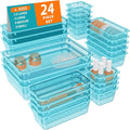 WOWBOX 24 PCS Plastic Drawer Organizer Set, 4 Sizes Desk Drawer Organization by WOWBOX