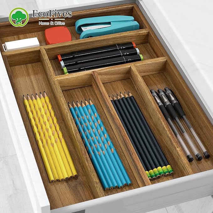 EcoFives Luxury Acacia Kitchen Drawer Organizer - Image 8