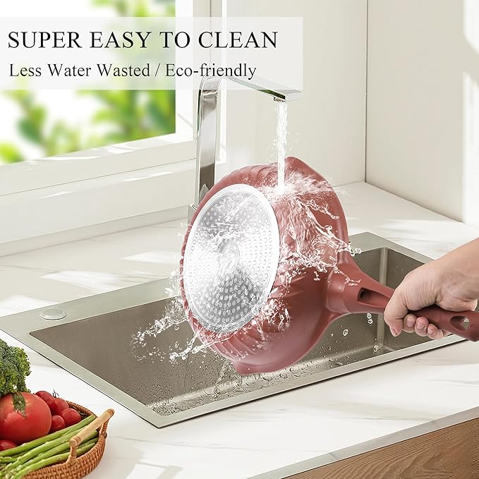 Vinchef Nonstick Toxin-Free Ceramic Cookware Deep Frying Pan Saute Pan - Image 6