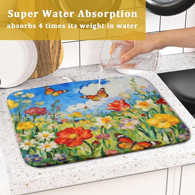 Cute Floral Dish Drying Mat Small - Image 7