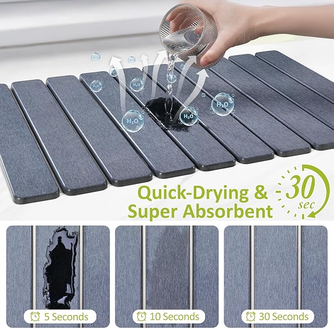 Large Stone Dish Drying Mat for Kitchen Counter, Collapsible Quick Dry Stone - Image 4