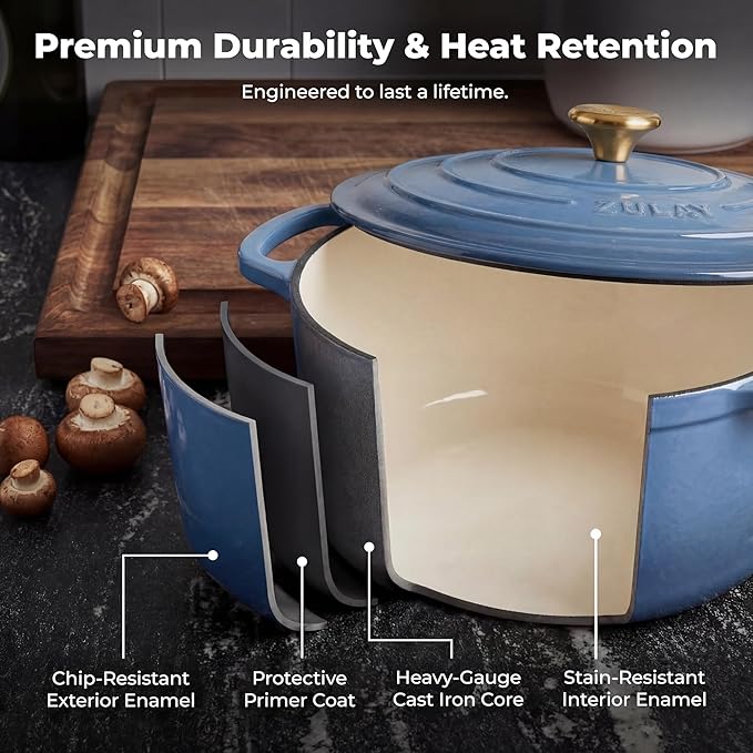 Zulay Kitchen 6 Quart Enameled Cast Iron Dutch Oven Pot - Image 5