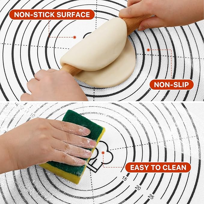 Silicone Baking Pastry Mat, Non-slip Food Grade Dough Rolling Mat - Image 4