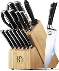 KnifeSaga Knife Set 15 Pcs Kitchen Knife Block Set, Enduring Razor-Sharp High by PushBoundariesforSharpness