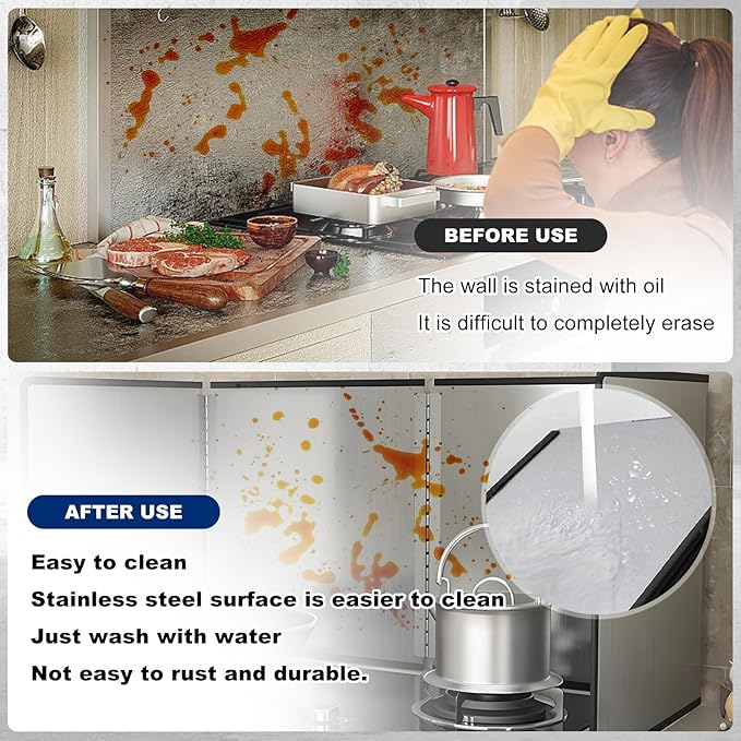 4 Sided Splatter Guard, Foldable Stainless Steel Oil Splatter Screens, Oil - Image 4