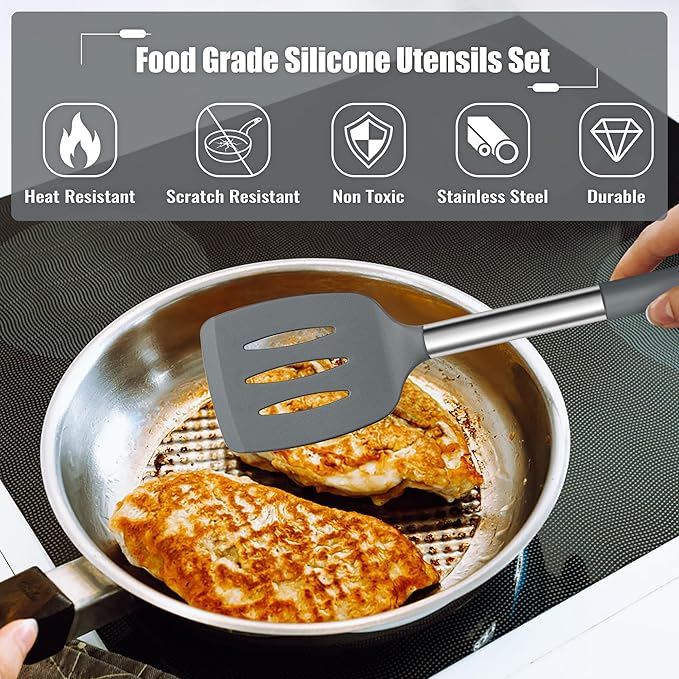 E-far 14 Pieces Silicone Cooking Utensils Set, Kitchen Utensils Set - Image 3
