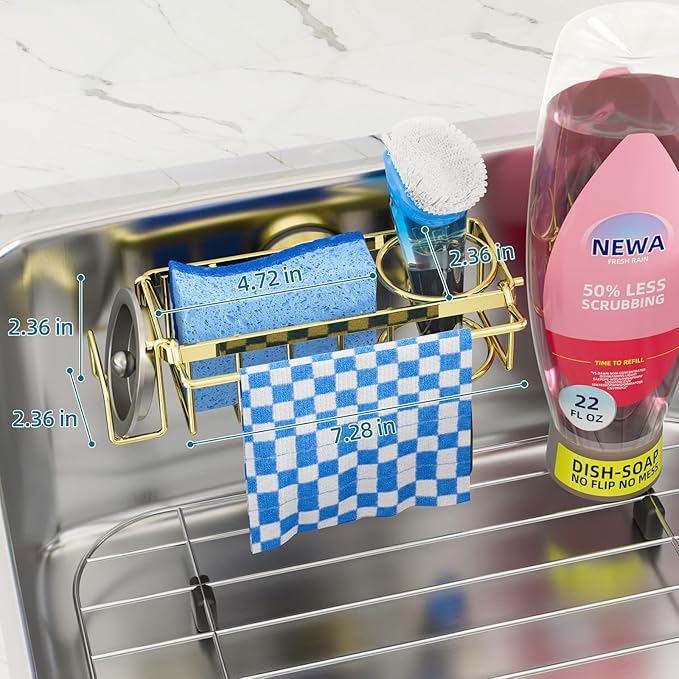 TAILI 4-in-1 Sink Caddy with Strong Suction Cup, Sponge Holder - Image 3